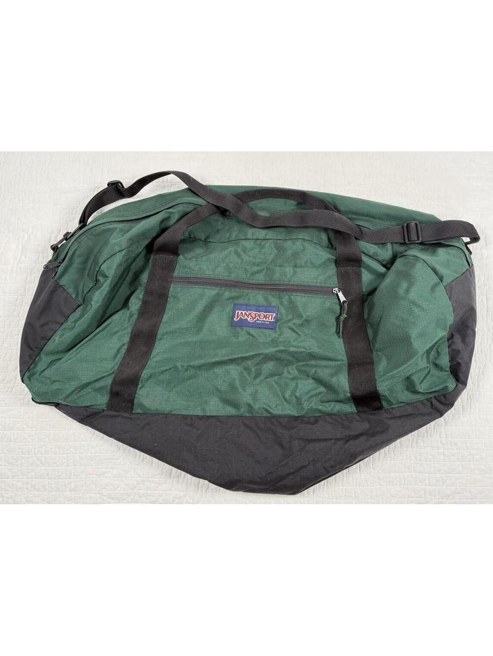 Vintage Jansport Duffel Bag Large USA Made Green Overnight Weekender